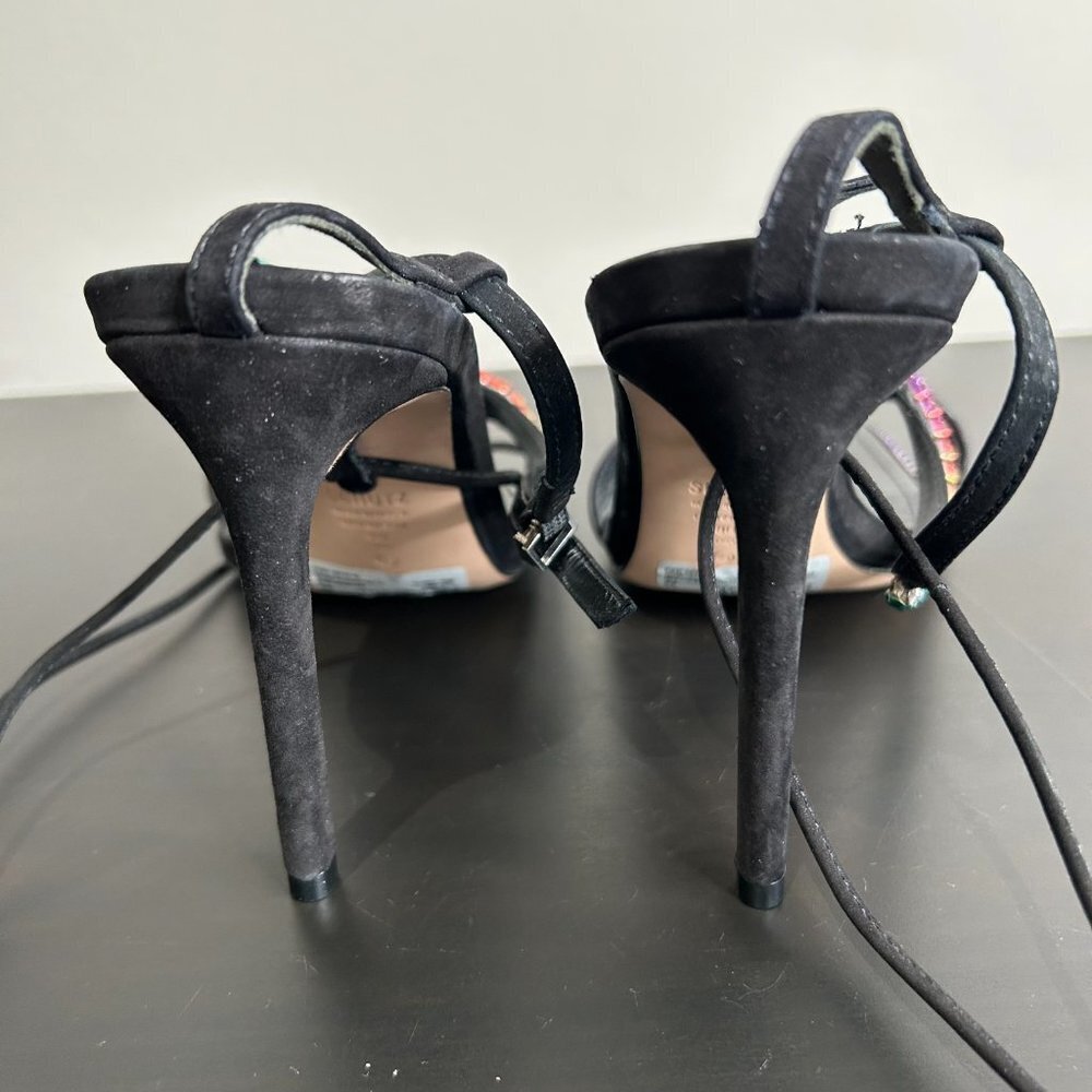 Schutz Vikki Crystal Sandal Nobuck Black with Rainbow Crystals Size 7.5 - Picture 11 of 15